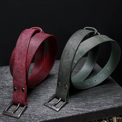 Pánský opasek do kalhot z kůže Maya - Green/Bordo – CraftPoint
