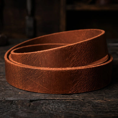 Řemen z buvolí kůže Buffalo - Handwax - 3,5-4mm, 140cm, 33/38mm - Koňak – CraftPoint