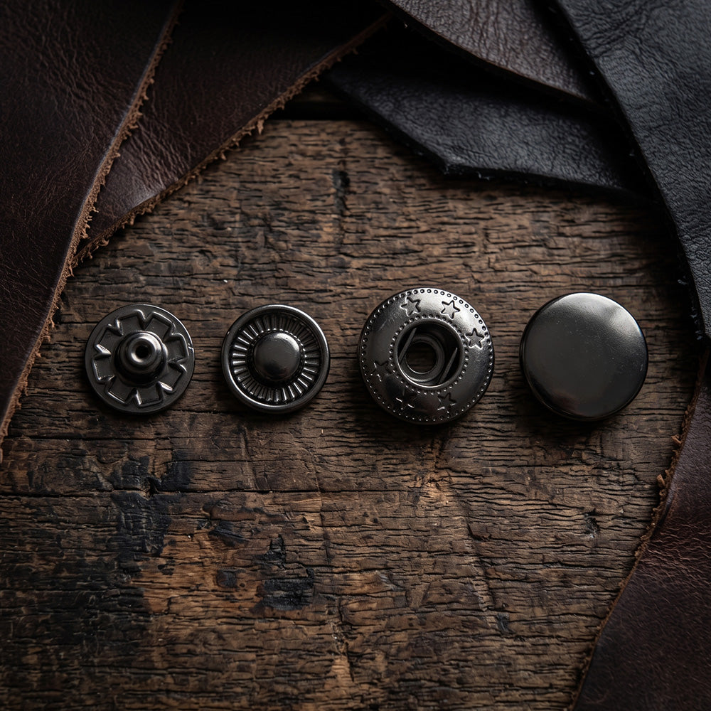 Stiskací knoflíky 15mm - gun black - 10 sad – CraftPoint