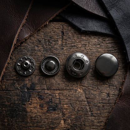 Stiskací knoflíky 15mm - gun black - 10 sad – CraftPoint