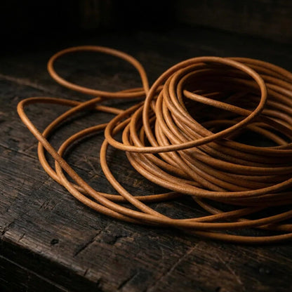 Kožená šňůra 2/3/4/5mm kulatá 100cm - Tan